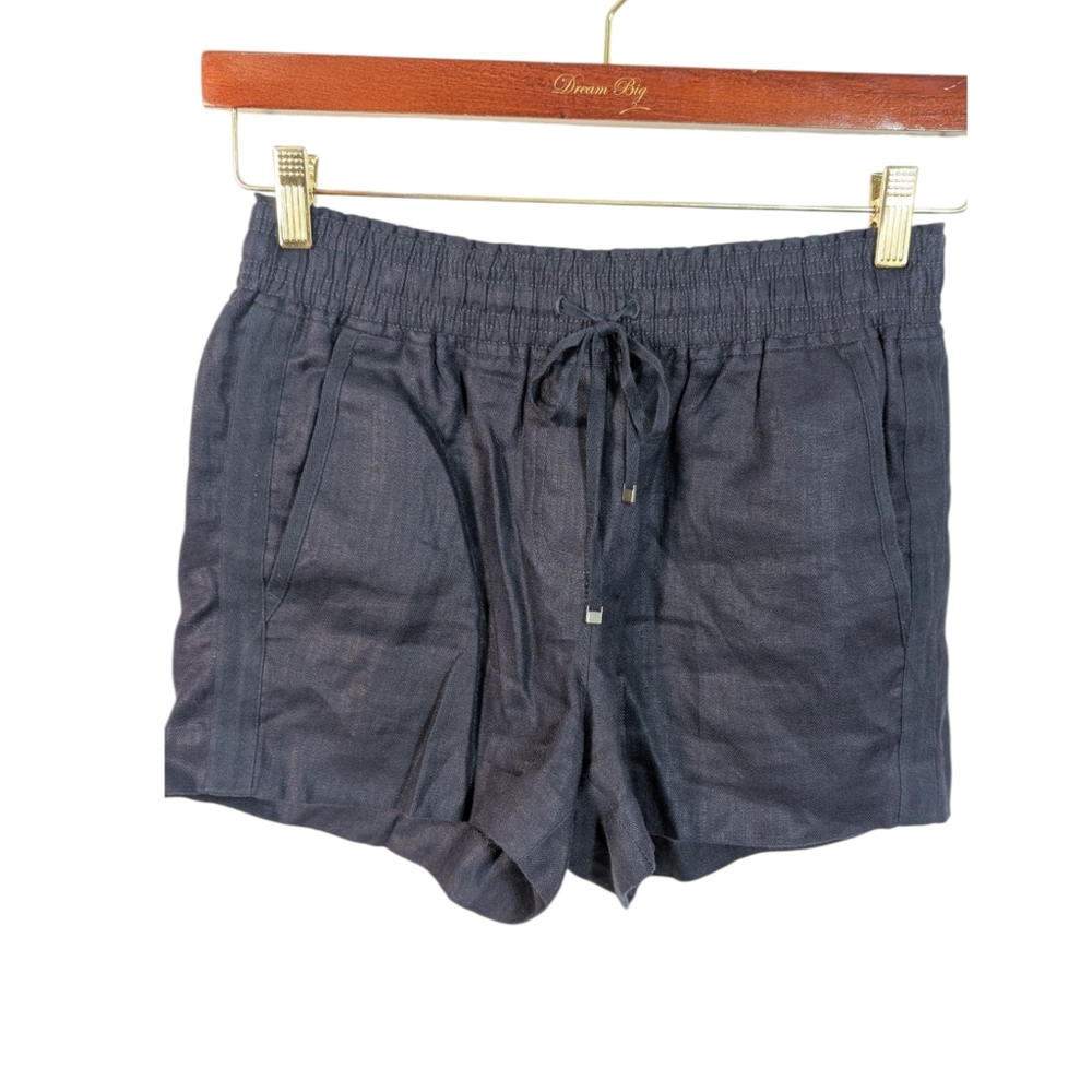 J.CREW Dark Blue Side Stripe Linen Drawstring Shorts Size XS